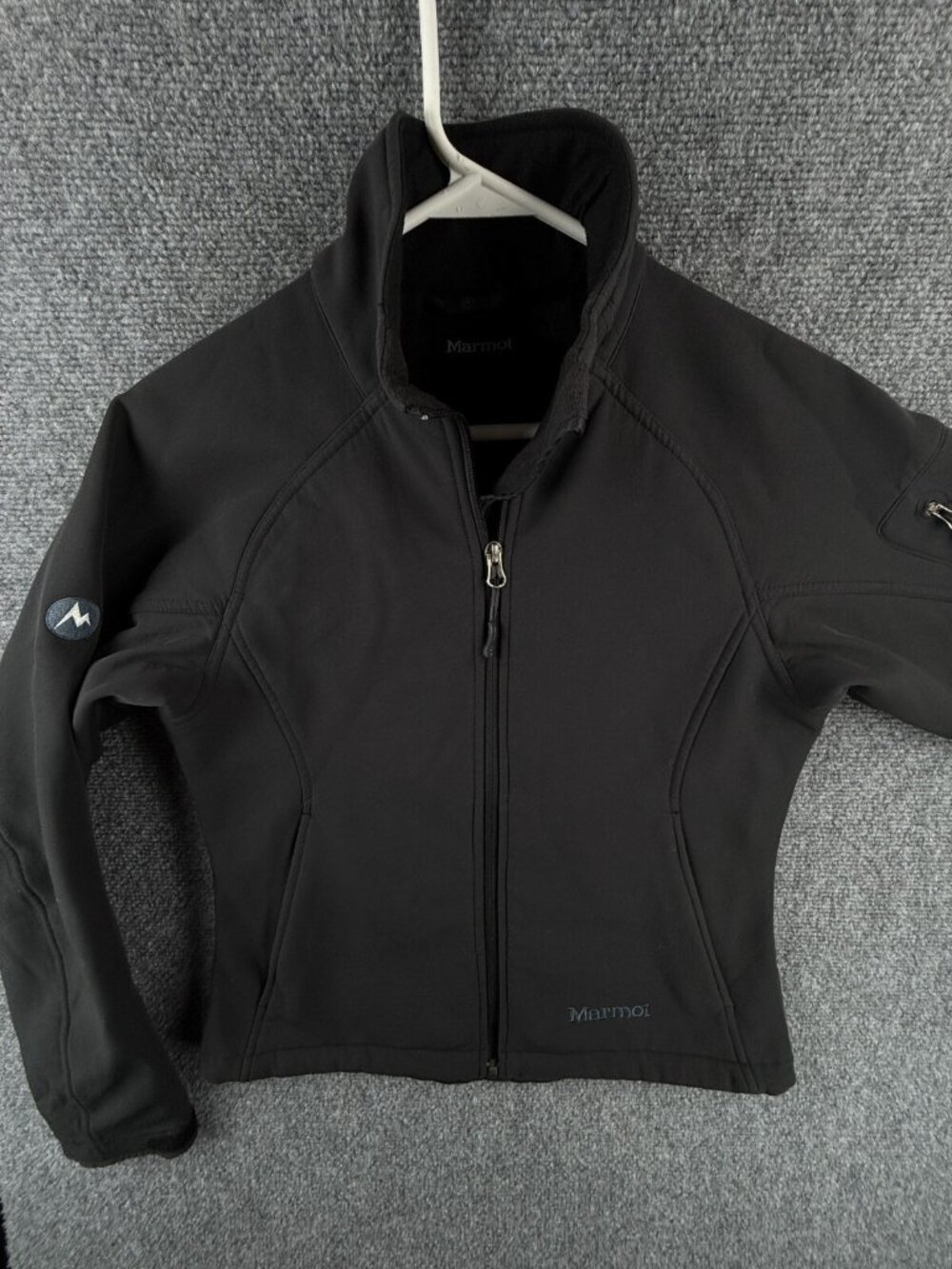 Marmot Jacket Women Small Fleece Lined Black Full Zip Pockets Logo Water Resist